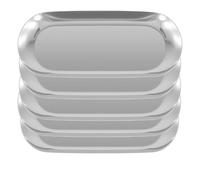 YUENPUN 5 PCS Stainless Steel Oval Silver Trays, 23 x 9cm Metal Mirror Trays, Jewellery Cosmetic Vanity Tray for Makeup, Small Item Storage Organising, Bathroom