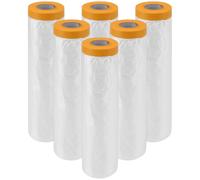 YUENPUN 6 Rolls Self Adhesive Dust Sheets, 2.4M x 20M Pre-Taped Edges Waterproof Masking Film, Furniture Protection Film for Painting, Decorating and Furniture Protection