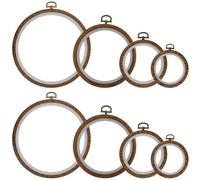 YUENPUN 8 PCS Embroidery Ring Frame, 4 Sizes Plastic Cross Stitch Hoop, Round Embroidery Display Frame, Imitation Wood Embroidery Hoop for DIY Embroidery Craft Sewing, 7.5/10/14/17cm