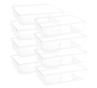 YUENPUN 8PCS Clear Drawer Organiser, Stackable Fridge Organisers Boxes, Makeup Organisers Trays for Bedroom, Bathroom, Office, Kitchen