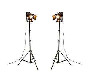 YUENSLIGHTING Industrial Black Tripod Floor Lamp Stand Lights, 5m Cable with Switch Standing Light Tripod Gooseneck for Living Room Bedroom Office Bar Lighting(Pack of 2