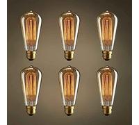 YUENSLIGHTING Vintage Edison Light Bulb Retro Old Fashioned 60W ST64 E27 Screw 220V-240V Classic Incandescent Squirrel Cage Tungsten Filament Amber Glass Antique Style Dimmable 2700K,Warm White-6 Pack