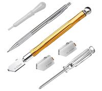 Yuentoen Glass Cutter 2-20 mm, Professional Glass Cutter Set, Glass Cutting Tool with 3 Carbide Cutting Heads, Pencil Style Oil Feed Carbide Tip for Glass Tiles Mirror Mosaic Cutting