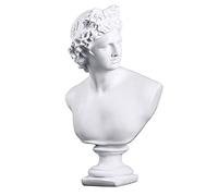 YUEOECOR 11.8 Inch Classic Greek White David Man Bust Statue, Large Resin Roman Goddess Apollo Sculpture for Home Décor