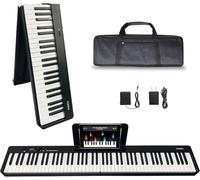YUEOIN 88 Key Foldable Electronic Piano,Semi-Weighted Keys Piano,digital piano,Portable Electric Piano, the strength touch key,support USB/MIDI,Speakers,Pedal (Black)