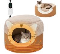 YUEPET 2-in-1 Heated Cat Bed,Electric Warming Pet Cave Tent & Cuddler with Timer & Temp Adjustable，Foldable Heated Bed for Indoor Cats with Removable Heating Pad,Machine Washable Pet Hideaway