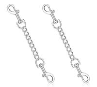 YUEPET 2 Pack 8.3 Inches Metal Dog Collar Safety Clips Heavy Duty Duble Ended Doggie Harness Collar Connector Stainless Steel Backup Clip for Dogs