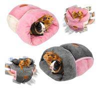 YUEPET 2 Pack Guinea Pig Hideout Portable Guinea Pig Pocket Bedding Cozy Cuddle Sack Snuggle Bag Bunny Bed for Small Animals Hamster Ferret Hedgehog Chinchilla Rabbit Cage Accessories (Grey+Pink)