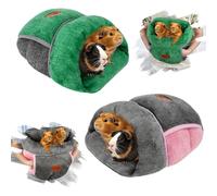 YUEPET 2 Pack Guinea Pig Hideout Portable Guinea Pig Pocket Bedding Cozy Cuddle Sack Snuggle Bag Bunny Bed for Small Animals Hamster Ferret Hedgehog Chinchilla Rabbit Cage Accessories (Grey+Green)
