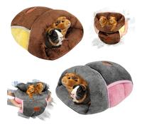 YUEPET 2 Pack Guinea Pig Hideout Portable Guinea Pig Pocket Bedding Cozy Cuddle Sack Snuggle Bag Bunny Bed for Small Animals Hamster Ferret Hedgehog Chinchilla Rabbit Cage Accessories (Grey+Brown)