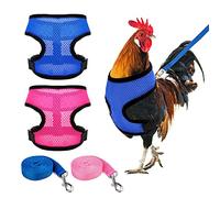 YUEPET 2 PCS Adjustable Chicken Harness and Leash Lightweight & Breatable Pet Harness for Durk Hen Chooser Tranking Walking Medium (Pink & Blue)