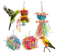 YUEPET 4 Pack Bird Shredder Toys Small Parrot Chewing Toys Parrot Cage Foraging Hanging Toy for Small Bird Parakeets Parrotlets Lovebirds Cockatiels