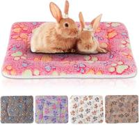 YUEPET 5 Pack Warm Guinea Pig Bed Pads Soft Guinea Pig Sleeping Mats Washable Small Animal Bedding Cage Liners for Indoor Bunny Hamster Squirrel Hedgehog Chinchilla Ferret Paw Pattern（20.5''*13.4''）