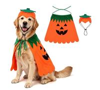 YUEPET Extra Large Dog Halloween Pumpkin Costume Set - Pumpkin Cloak with Hat, Pumpkin Outfit for Big Dogs, Halloween Pet Costume for Golden Retriever, Great Dane & Large Breeds (25.6 Inch)