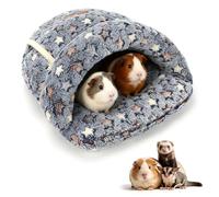 YUEPET Guinea Pig Bed Cuddle Cave Warm Fleece Cozy House Bedding Sleeping Cushion Cage Nest for Small Animal Squirrel Chinchilla Hedgehog Cage Accessories(Grey Star