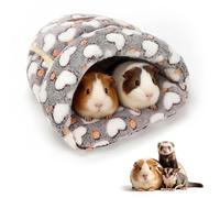YUEPET Guinea Pig Bed Cuddle Cave Warm Fleece Cozy House Bedding Sleeping Cushion Cage Nest for Small Animal Squirrel Chinchilla Hedgehog Cage Accessories(White Heart