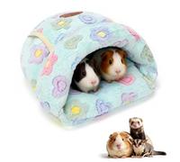 YUEPET Guinea Pig Bed, Warm Fleece Cuddle Cave, Green Flower