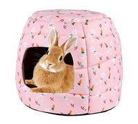 YUEPET Large Rabbit Bed House Foldable Winter Warm Bunny Hideout Cave for Guinea Pig Hamster Squirrel Ferret Hedgehog Chinchilla Cozy Cage Accessories