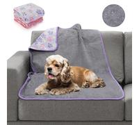 YUEPET Waterproof Dog Blankets, 2 Pack Washable Dog Blankets for Bed Couch Sofa Protector Fleece Flannel Puppy Blanket Soft Plush Reversible Throw Blanket for Medium Large Dog Cat 40"×30"(Purple+Pink)