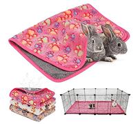 YUEPET Waterproof Guinea Pig Blankets Washable 3 Pack Small Animal Fleece Cage Liners Pet Soft Sleep Mat Pad Cover Warm Flannel Throw for Hamster Guinea Pig Rabbit Chinchilla Hedgehog Ferret 48"×24"