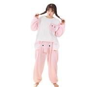 Yuepin Funny Elephant Pajama Sets, Cute Novelty Couple Sleepwear Soft Casual Loose Homewear for Men Women, Big Nose and Ears Unisex Cute Animal Trousers (UK, Alpha, M, Regular, Regular, Pink)