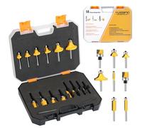 Yueqing Zhongji 14 PCS Router bits 1/4 Inch Shank Conventional Universal Set Roundover Router Bits Set Flush Trim Router Bit Set Hinge Mortising Flush Trim Template Router Bit Set 1/4 router bits