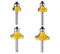 Yueqing Zhongji roundover router bit 1/4 shank router bits 1/4 shank 1/4-Inch-6.35MM Shank Roundover Edging Router Bit Set，Corner Rounding Edge Forming Bit Set， 1/8", 1/4", 3/8", 1/2" Radius (4 Pack)