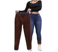 YUERGGJ Women's Fleece Lined Jeans Winter Thermal High Waisted Skinny Stretch Denim Pants - Thick Thermal Jeans Lined Jeggings for -20 Degree(M)