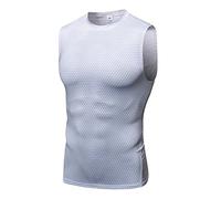 Yuerlian White Mens Compression Vest Sports Quick Dry Tight Tank Tops Sleeveless Undershirt Athletic Training Running Fitness T-Shirt