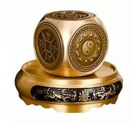 YUERVIEW Chinese Traditional Brass Feng Shui Energy Ornament,Home Office Feng Shui Spinner Decor,Tabletop Decoration,Six-Sided Auspicious Pattern Bring Wealth and Good Luck,Rotatable Decompression