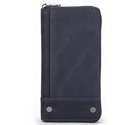 YUERYXH Men's Vintage Leather Zipper Wallet, Slim RFID Blocking Purse, Large Capacity Billfold with 12 Card Slots and 4 Coin Pockets(Navy Blue)