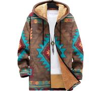 YUERYXH Men's Winter Medium Length Zip Up Hoodie, Outdoor Casual Fleece Sweatshirt, Warm Thick Heavyweight Coats(Color20,2XL)