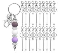 YUESEK 20/40/66pcs Beadable Keychain Bars Bulk Blank Creative Cute Keychains Bar for Beads Purse Keychains for Women Man, Light Grey, S