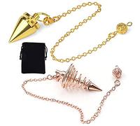 Yueser 2-Piece Divinatory Radiesthesia Cone Pendulum Pointed Copper Pendulum Esotericism Radiesthesia Cone Pendulum for Healing Energy Therapeutic Reiki (Rose Gold, Gold), Fabric, Fabric