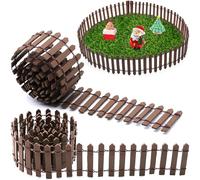 Yueser 3 Pack 5 * 90CM Flexible Miniature Picket Fence for Home Fairy Garden Dollhouse Micro Plant Pot DIY Garden Decoration (Brown)