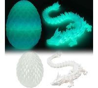 Yueser Dragon Egg, 3D Printed Dragon in Egg Dragon Eggs Dragons Fidget Toy Full Articulated Dragon Crystal with Crystal Egg Flexible Joints Home Decor Desk Toys