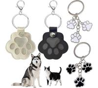 Yueser Pet Hair Keychain, Leather Keychain with Paw Print and Snap Button Cat Hair Dog Hair Collectors Bags Animal Hair Pendant Reminder Storage Bag for Pet Hair Souvenirs