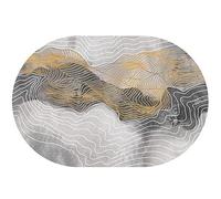 YUESFD Grey Gold Light Luxury Carpet Oval Large Area Rug for Living Room Kitchen Hallway Study Room Short Pile Floor Decor Mats Non-slip Washable Coffee Table Blanket (Size : 140x200cm)