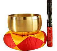 YUESFZ Tibetan Singing Bowl Set, Traditional Handmade Meditation Bowl, Special Sound Bowl For Mindfulness, Chanting Bowl For Temple (Color : Gold, Size : 3.5inches)