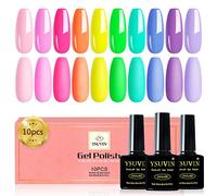 Yueshop 10 Colors RAINBOW Gel Nail Polish Set, Neon Nail Varnish 8ml Neon Green Pink Orange Yellow Blue Purple Gel Nail Polishes Set, Soak Off UV Gel neon Fluorescent Gel Nail Kit
