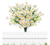 Yueshop 4 Bundles Artificial Flowers, UV Resistant Artificial Plants Realistic Faux Daisy Flower, Fake Plants Plastic flowers for outdoors Indoor Home Garden Porch Farmhouse Decor(White)
