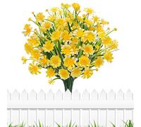 Yueshop 4 Bundles Artificial Flowers, UV Resistant Artificial Plants Realistic Faux Daisy Flower, Fake Plants Plastic flowers for outdoors Indoor Home Garden Porch Farmhouse Decor(Yellow)