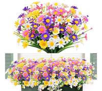 Yueshop 4 Bundles Artificial Flowers, UV Resistant Artificial Plants Realistic Faux Daisy Flower, Fake Plants Plastic flowers for outdoors Indoor Home Garden Porch Farmhouse Decor(Multicolor)