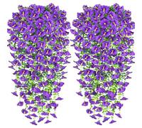 Yueshop 4 PCS Artificial Hanging Flowers, UV-Resistant Trailing Realistic Morning Glory Fake Artificial Plants Imitation Flowers for Home Garden Yard Patio Wedding Outdoor Indoor Decor(Purple)