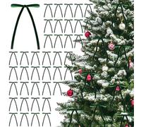 Yueshop 40PCS Green Christmas Velvet Bows for Tree, 5 × 7 Inches Vintage Green Bows for Christmas Tree Decoration, Velvet Bow with Twist for Xmas Door Garland Wreath Home Party Indoor ourdoor Decor