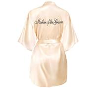 Yueshop Bride Gown Kimono Robes Durable Satin Dressing Robe for Bridesmaid Morning V-Neck Pyjamas (Mother of the Groom, Champagne)