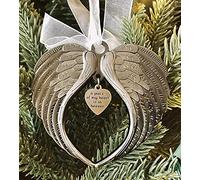 Yueshop Christmas Memorial Baubles, “A Piece of My Heart is In Heaven” Angel Wings Shaped Pendants Christmas Tree Ornaments Hanging Decoration(Christmas Baubles)