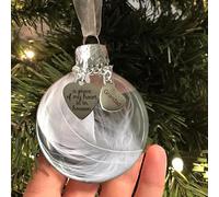 Yueshop Christmas Memorial Baubles, “A Piece of My Heart is In Heaven” Shatterproof Clear Christmas Ornaments Feather Ball with Heart-Shaped Round Pendant Hanging Decoration (Grandad)
