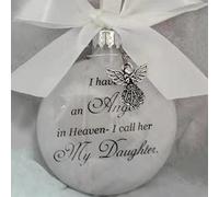 Yueshop Christmas Memorial Baubles Ornaments Feather Ball “I Have an Angel in Heaven” With Small Angel Christmas Bauble Ornament, Mum Dad Son Daughter Hanging Decoration (My Daughter)