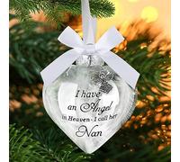Yueshop Christmas Memorial Baubles Pendant Feather Ball“I Have an Angel in Heaven,I call him Nan” Christmas Ornament, Bereavement Gift To Remember Loved Ones, Christmas Tree Hanging Decoration